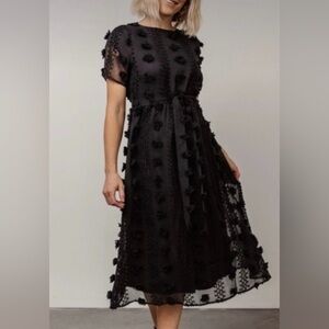 Baltic Born Black Textured Midi Dress